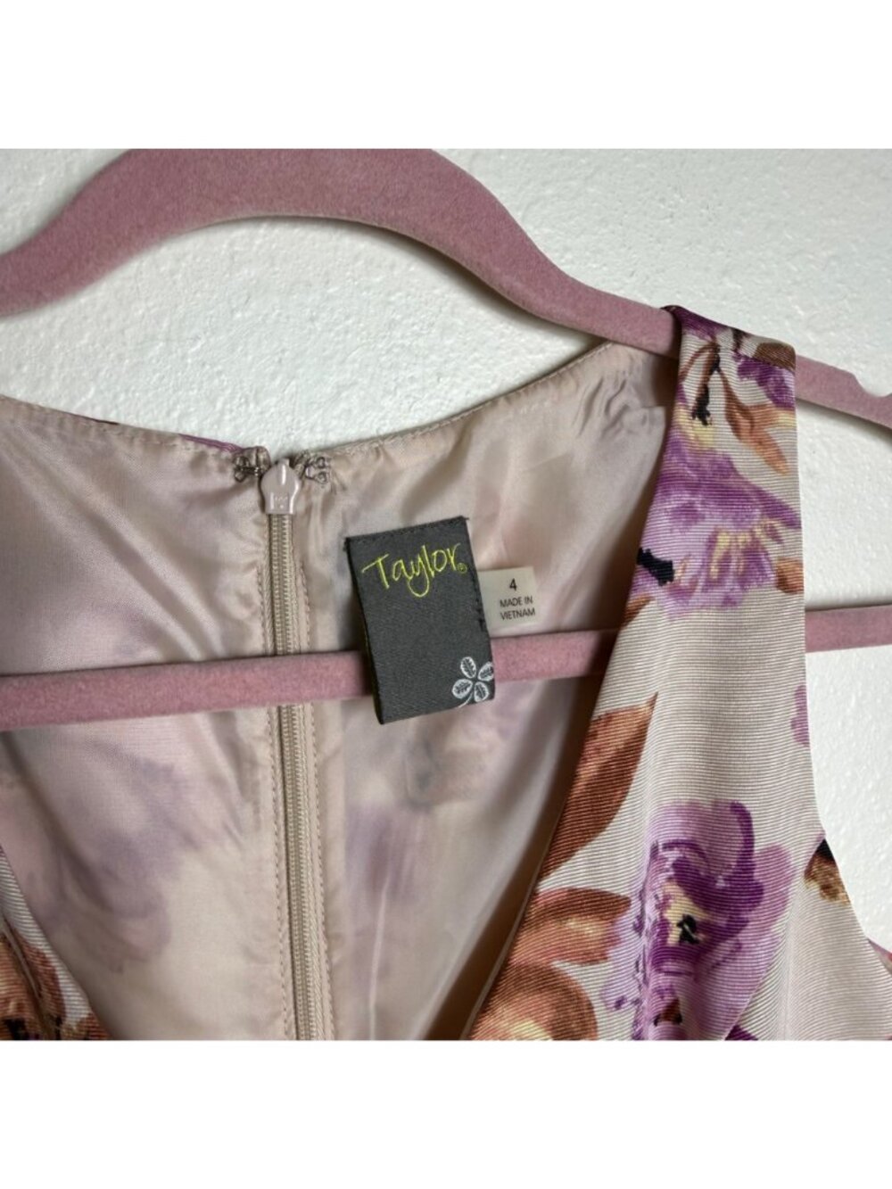 Anthropologie Taylor Womens Sleeveless Pink Floral Print Fit & Flare Dress Sz 4 - Picture 4 of 8